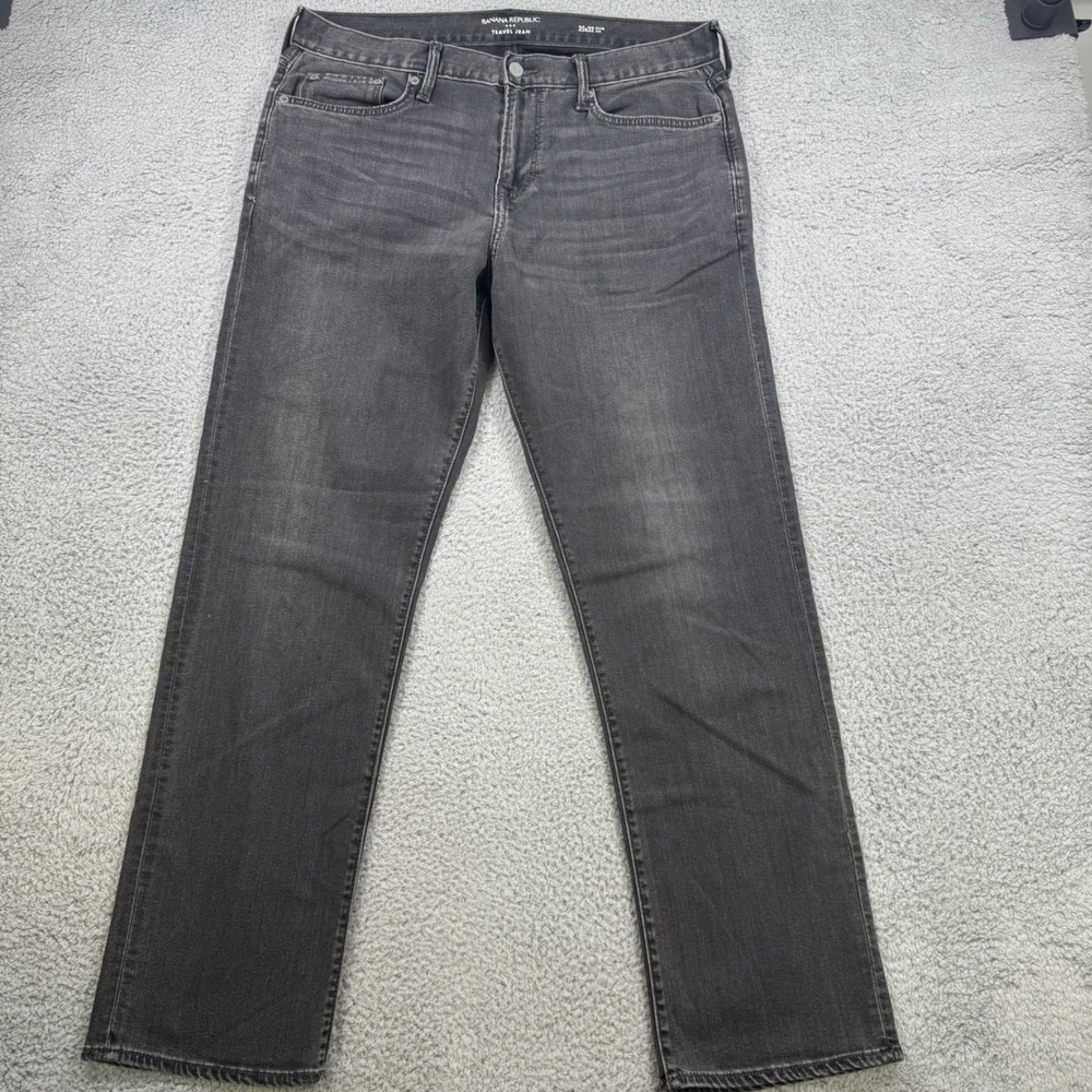 Banana Republic‎ Mens 35x30 Travel Jean Slim Fit Dark Gray Wash Denim Pants